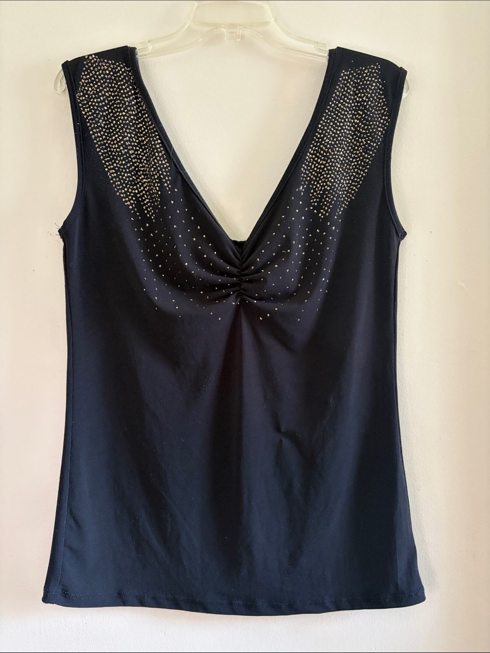 Black Sleeveless V-Neck Studded Women’s Top